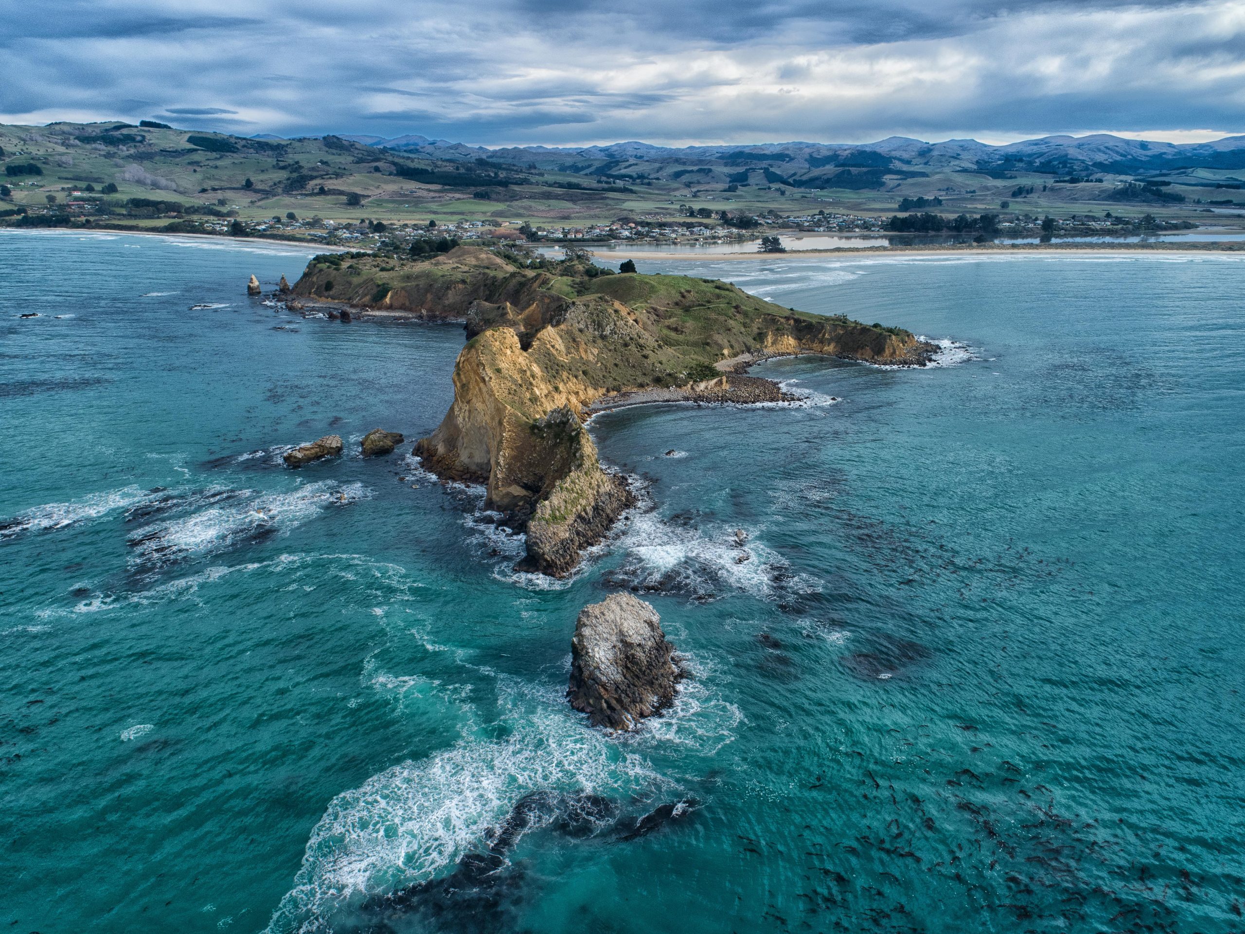 La côte de Karitane vue depuis l’océan
